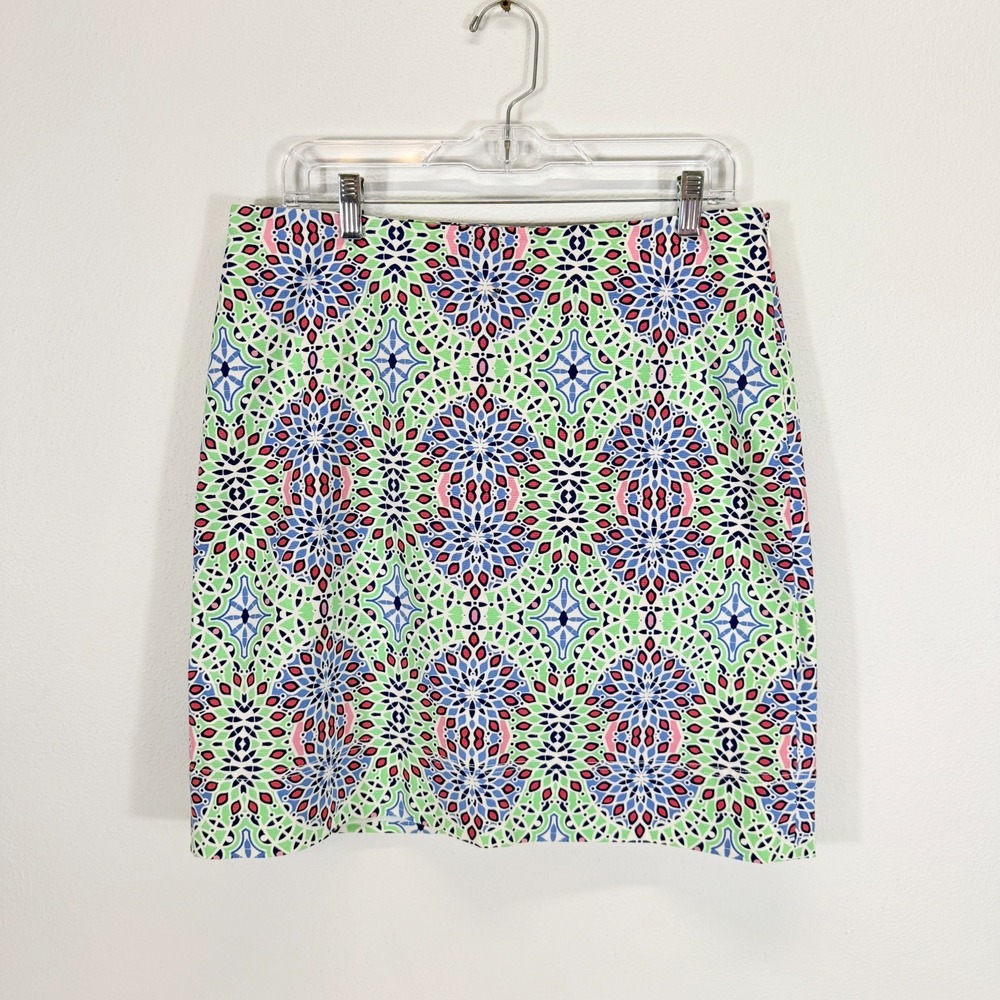 Talbots Knee Length Kaleidoscope Medallion Cotton Blend Pencil Skirt Size‎ 10